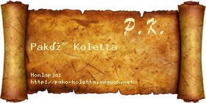 Pakó Koletta névjegykártya